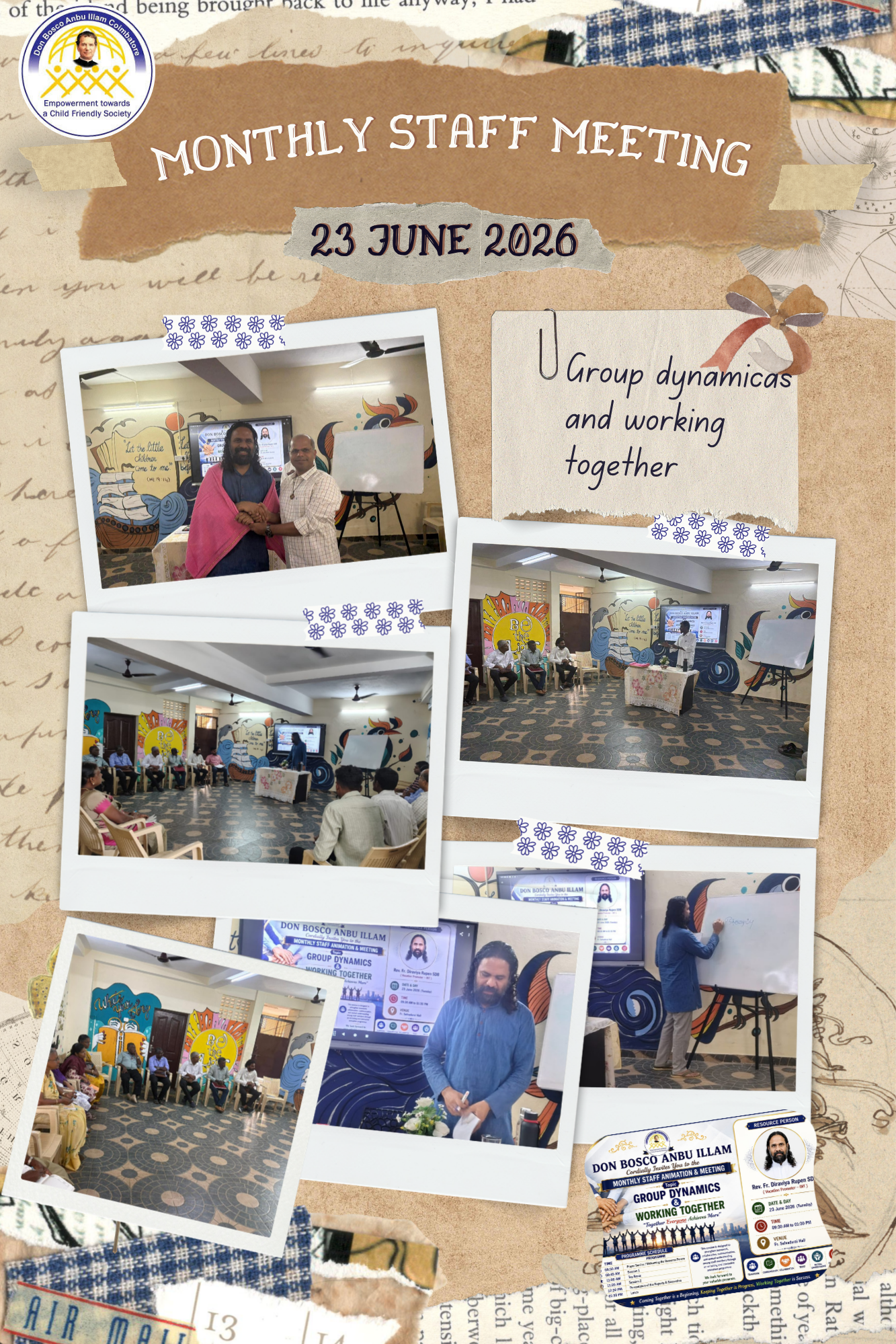 Staff Monthly Meeting - Animation on Group Dynamics & Team Work by Fr. Ruban 